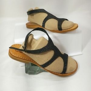YIN Black Handmade in Italy Leather Sandals size 38